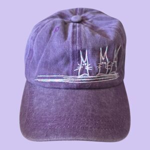 Cat Lady Purple Cotton Adjustable Baseball Cap Embroidered Cat Design One Size